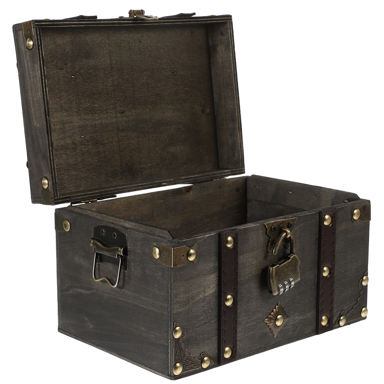 Vintage Collectible Accessories - Wooden Locked Treasure Chest Pirate Themed